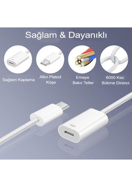 Usb-C (Type-C) - Light-Ning Çevirici Adaptörü USB Type-C Erkek - Light-Ning Dişi Tak-Çalıştır Şarj ve Veri Transferi TA33