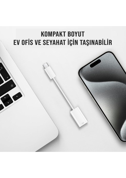 Usb-C (Type-C) - Light-Ning Çevirici Adaptörü USB Type-C Erkek - Light-Ning Dişi Tak-Çalıştır Şarj ve Veri Transferi TA33