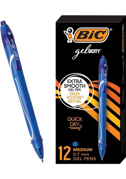 Byars-Gel-Ocity Quick Dry Hizli Kuruyan Jel Kalem 12'li Kutu Mavi, 0.7 mm Orta Kalınlıkta Uç, Hızlıca Kuruyan Jel Mürekkep Byarsbilişim