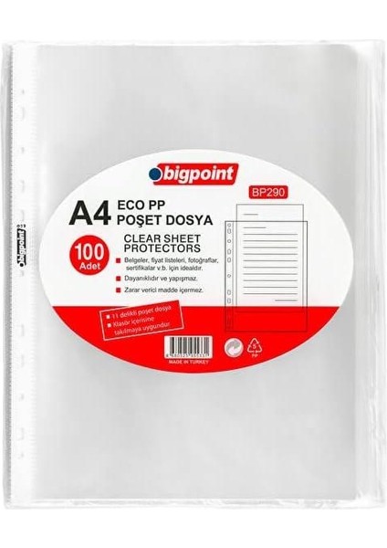 Byars-Poşet Dosya Eco 30 Mikron 100'LÜ Paket Byarsbilişim