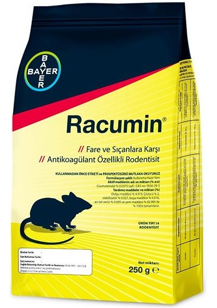 Byars Bilişim Byars-Bayer Racumin Buğday Re Yemi 250GR. Rodetisit Kutu Byarsbilişim