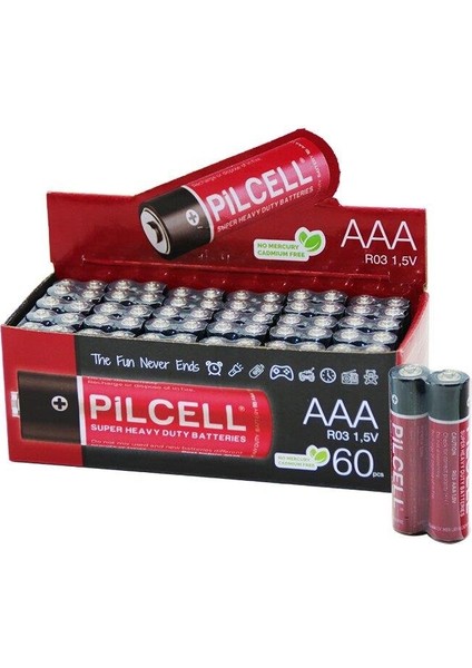 Byars-Pilcell  Ince  Pil   Aaa - 1.5W - R03   60PCS Byarsbilişim