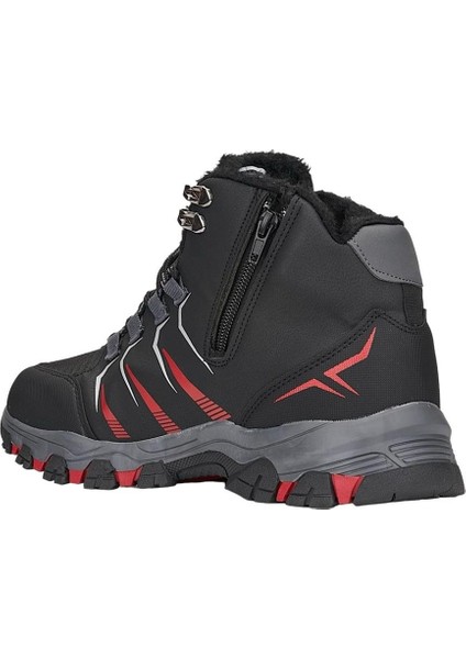 Erkek İçi Yünlü Fermuarlı Su İtici Trekking Outdoor Bot SİYAH-KIRMIZI fırsatları