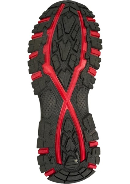 Erkek İçi Yünlü Fermuarlı Su İtici Trekking Outdoor Bot SİYAH-KIRMIZI indirimleri