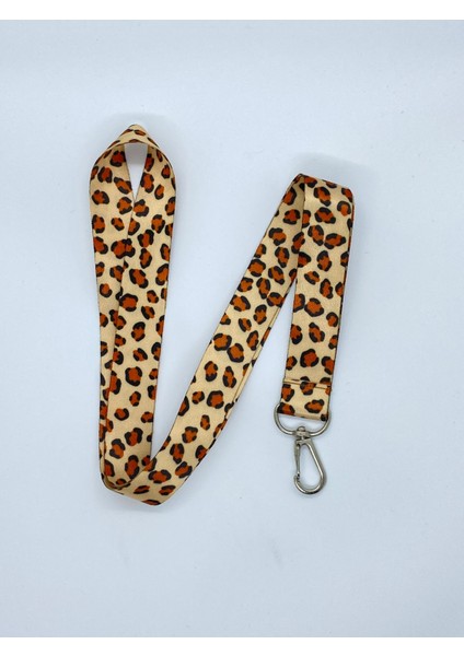 Leopar Temalı Boyun İpi Kart Askısı
