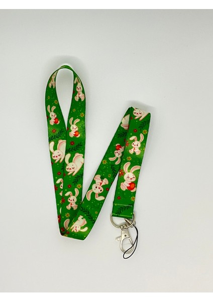 Sevimli Tavşan Temalı Boyun İpi Kart Askısı
