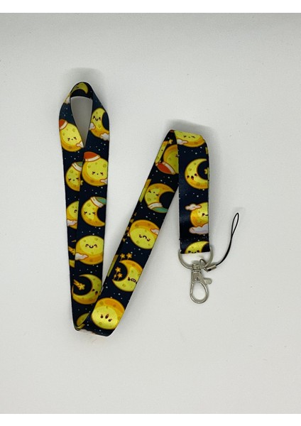 Sempatik Ay Temalı Boyun İpi Kart Askısı