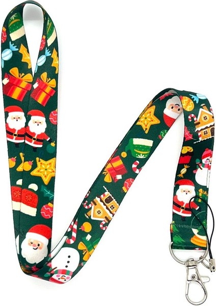 Yılbaşı Noel Baba 1 Temalı Boyun İpi Kart Askısı