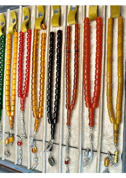 3 Adet Kaliteli Toz Kehribar Tesbih Karışık Renk ve Model T-470 modelleri