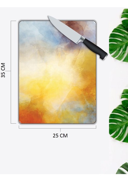Shopping Haven Renkli Desen Cam Kesme Tablası | Hediyelik, Dekoratif, Ofis, Mutfak