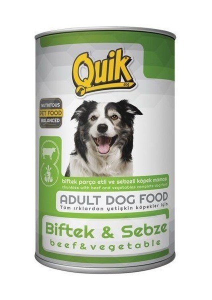 Quik Biftek ve Sebzeli Köpek Maması Konservesi 415 gr - PIMN-009 - Petshopundan