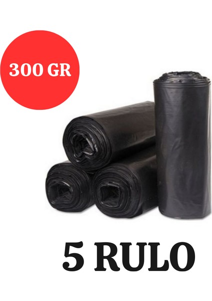 Kalın Çöp Torbası 300 gr x 5 Rulo Siyah Çöp Poşeti 80X110 cm Jumbo Endüstriyel Çöp Torbası