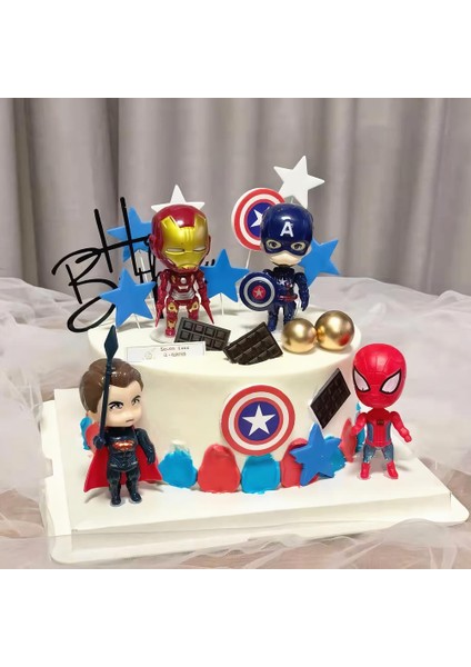 Yenilmezler 6lı Anime Figür Oyuncak Seti Spiderman Ironman Thor C. America Superman Batman Bir Arada fırsatları