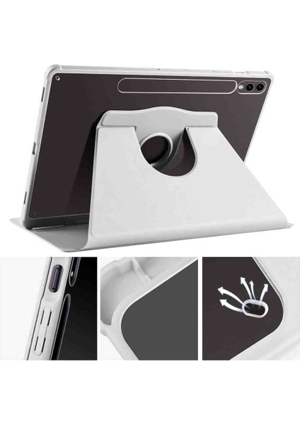 Samsung Galaxy Tab S10+PLUS SMX820 Case Kalem Bölmeli 360 Dönebilen Kapak