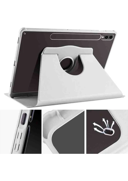 Samsung Galaxy Tab S10+PLUS SMX820 Case  Kalem Bölmeli 360 Dönebilen Kapak