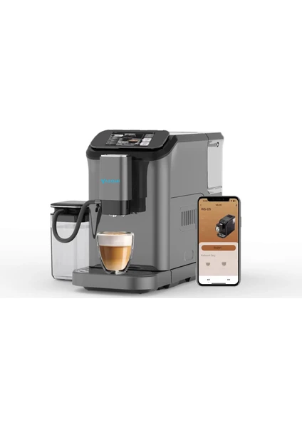 Brewsta Ws-D5 Çelik Kahve Öğütücülü, Süt Köpürtücülü, Dokunmatik Ekranlı Full Otomatik Espresso Makinesi