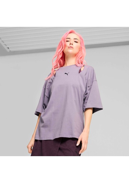Kadın Mor Puma Dare To Oversized Cutout Tee Mor Kadın T-Shirt
