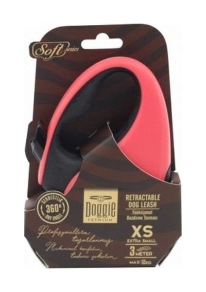Doggie Soft Otomatik Köpek Uzatma Tasması Xsmall Pembe 12 kg 3 mt - Petshopundan