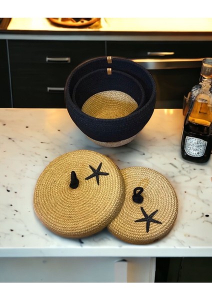 Ayşe Serhoşoğlu Home Design Hasır Sepet, 2'Li Kapaklı Dekoratif Sepet, Çok Amaçlı Saklama Kutusu, fiyatları