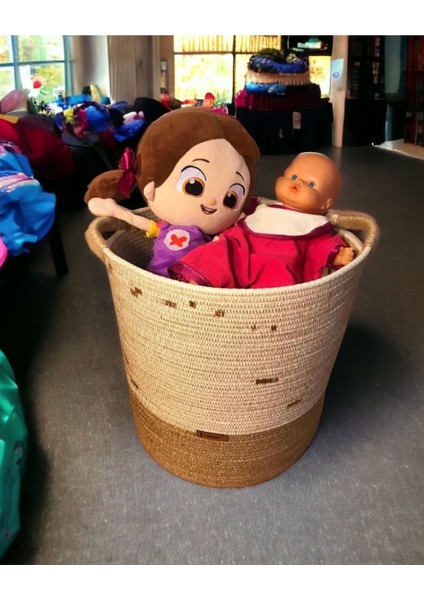 Ayşe Serhoşoğlu Home Design Hasır Sepet, Büyük Boy Dekoratif Sepet, Çok Amaçlı Saklama Kutusu,