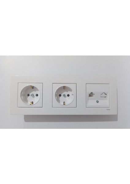 Karre Beyaz 3lü Set Numeris (Telefon Prizi ) + Topraklı Priz + Topraklı Priz