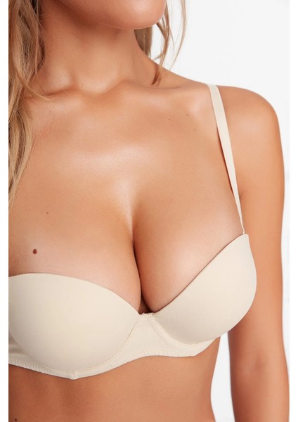 Ten Ip Askılı Ekstra Push-Up Tshirt Bra Örme Sütyen
