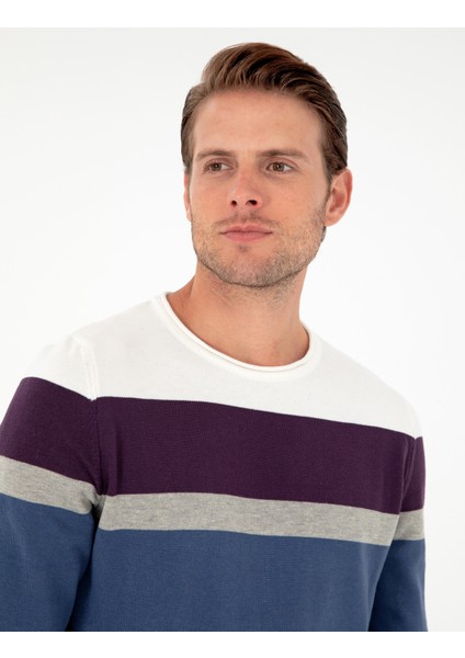 Erkek İndigo Slim Fit Bisiklet Yaka Triko Kazak 50296449-VR028 fiyatları