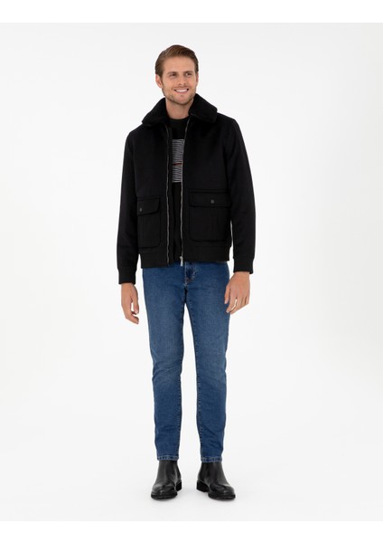 Erkek Siyah Kaşe Mont 50293328-VR046 fırsatları