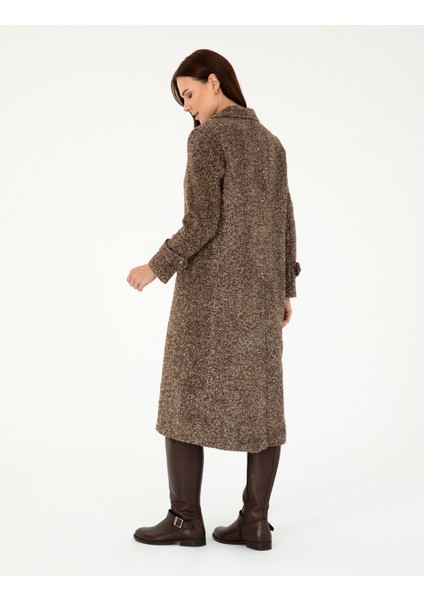 Kadın Kahverengi Slim Fit Kaşe Kaban 50275701-VR029 indirimleri