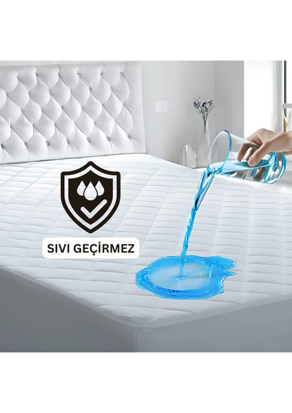 Kapitone Full Kenar Fitted Sıvı Geçirmez Yatak Koruyucu Pamuklu Alez