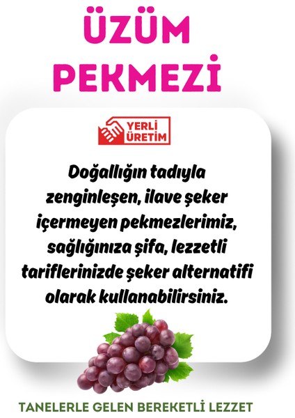 Doğal Katkısız Üzüm Pekmezi 800 gr (Cam Kavanoz)