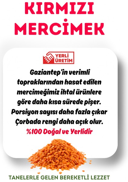 Doğal Yerli Üretim Kırmızı Futboltane Mercimek 1 kg fırsatları