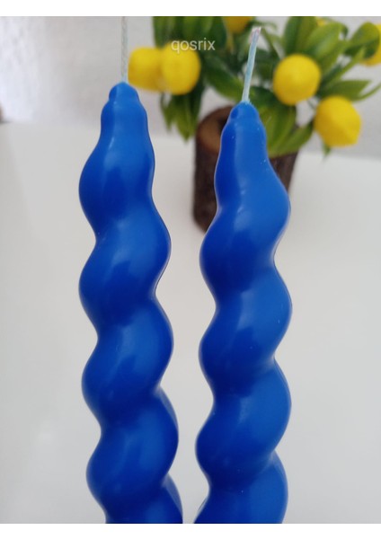 2'li Mavi Italyan Burgulu Şamdan Soya Mumu Doğal Kokulu Uzun Çubuk Konik Burgu Spiral Mum Dekoratif modelleri