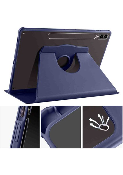 Samsung Galaxy Tab S10+PLUS SMX820 Case Kalem Bölmeli 360 Dönebilen Kapak