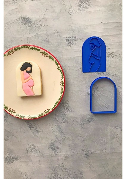 Çerçeveli Mavi Hamile Kadın Hamur Şekillendirici, Kurabiye Kalıbı, Seramik, Polimer Kil , 6x8 cm fırsatları