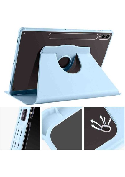 Samsung Galaxy Tab S10+PLUS SMX820 Case Kalem Bölmeli 360 Dönebilen Kapak