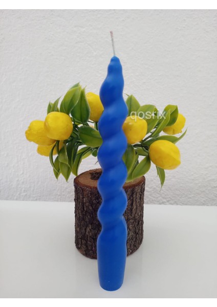 4'lü Mavi Italyan Burgulu Şamdan Soya Mumu Doğal Kokulu Uzun Çubuk Konik Burgu Mum Spiral Dekoratif fiyatları