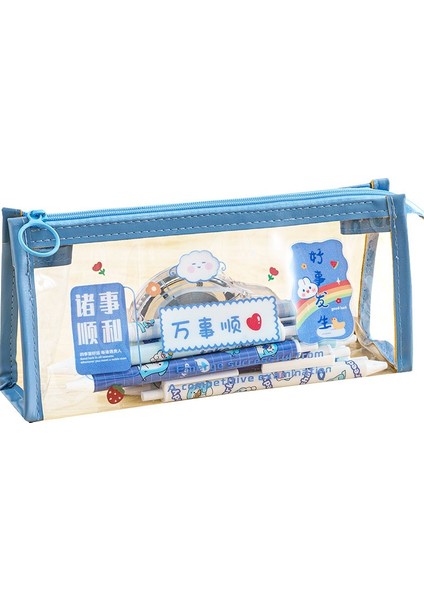 Yaratıcı Ilham Verici Metin Üçgen Kalem Çantası Büyük Kapasiteli Öğrenci Sınav Saklama Çantası Pvc Şeffaf Su Geçirmez Kırtasiye Çantası (Yurt Dışından)