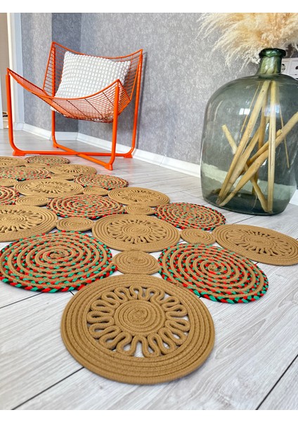 Natura El Dokuma Jüt Bohem Tarz Otantik Salon Oturma Odası Koridor Mutfak Halısı Banyo Paspası Natural Halı 100%100 Pamuk Halı