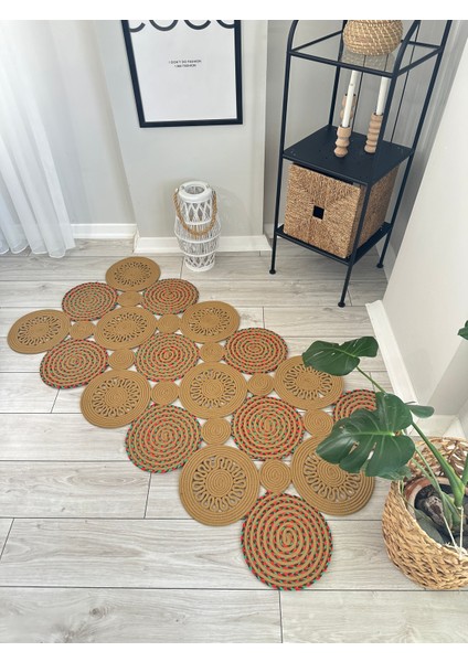 Natura El Dokuma Jüt Bohem Tarz Otantik Salon Oturma Odası Koridor Mutfak Halısı Banyo Paspası Natural Halı 100%100 Pamuk Halı