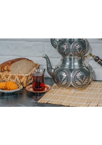 Çaydanlık Takımı Bakır Ağır İşlemeli