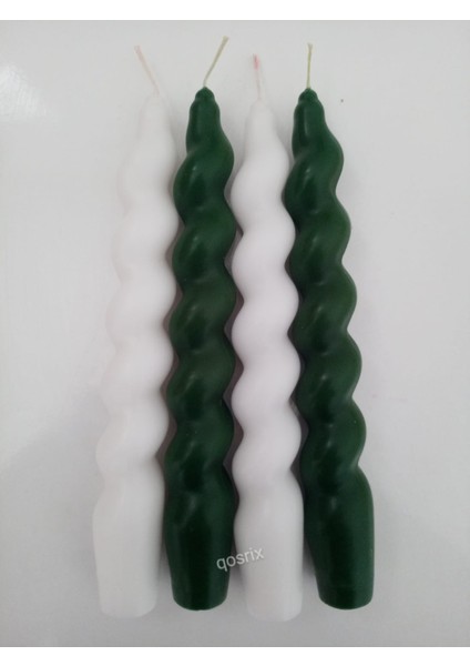 4'lü Çok 4 Renkli Italyan Burgulu Şamdan Soya Mumu Doğal Kokulu Uzun Çubuk Konik Burgu Spiral Mum