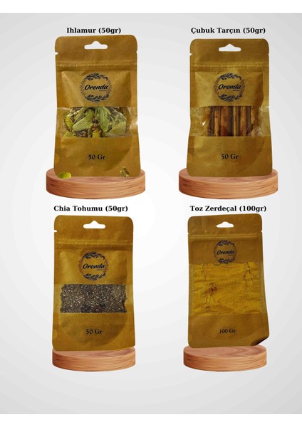 Chia TOHUMU(50GR)-IHLAMUR DOĞAL(50GR)-ÇUBUK TARÇIN(50GR)- Zerdeçal TOZ(100GR) Fırsat Paketi