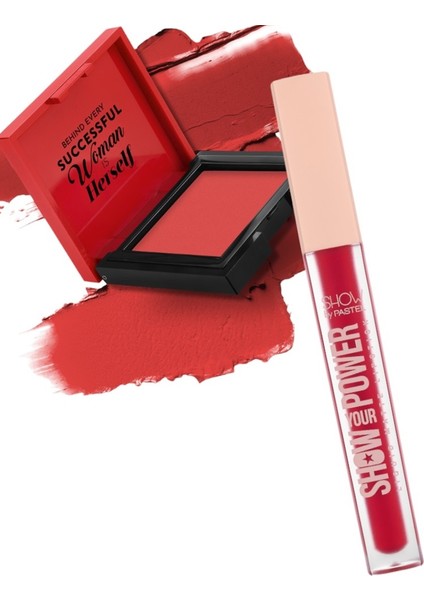 Show Bypastel Likit Mat Ruj 605 + Cream Blush - Krem Allık 43 Scarlett