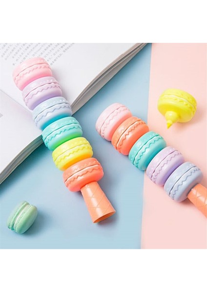 Makaron 6'lı Keçeli Kalem ve Çikolata Kokulu Misgibi Defter Anahtarlık Set