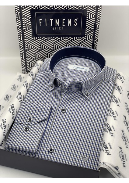 Klasik Uzun Kol Yaka Düğmeli Pöti Kareli Hediye Kutulu Erkek Gömlek (CODE:TP.1802) - Gri fiyatları