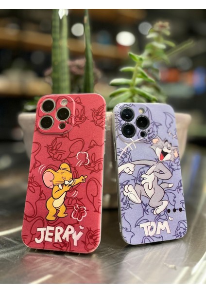 Apple iPhone 13 Pro Uyumlu Tom ve Jerry Telefon Sevgili Çift Kılıfı