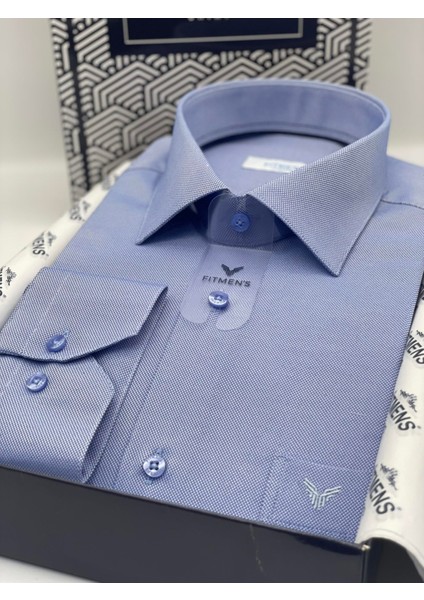 Klasik Uzun Kol Oxford Hediye Kutulu Kolay Ütülenebilir Erkek Gömlek - Koyu Mavi modelleri