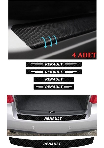 Autosticker^#Renault Modus Için Uyumlu Aksesuar Oto Bagaj Ve Kapı Eşiği Sticker Seti Karbon