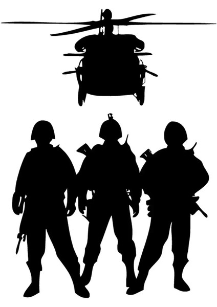 Autosticker^#Askerler Ve Helikopter Sticker (Oto-Motor-Laptop-Duvar-Dekor) 30 X 42 Cm